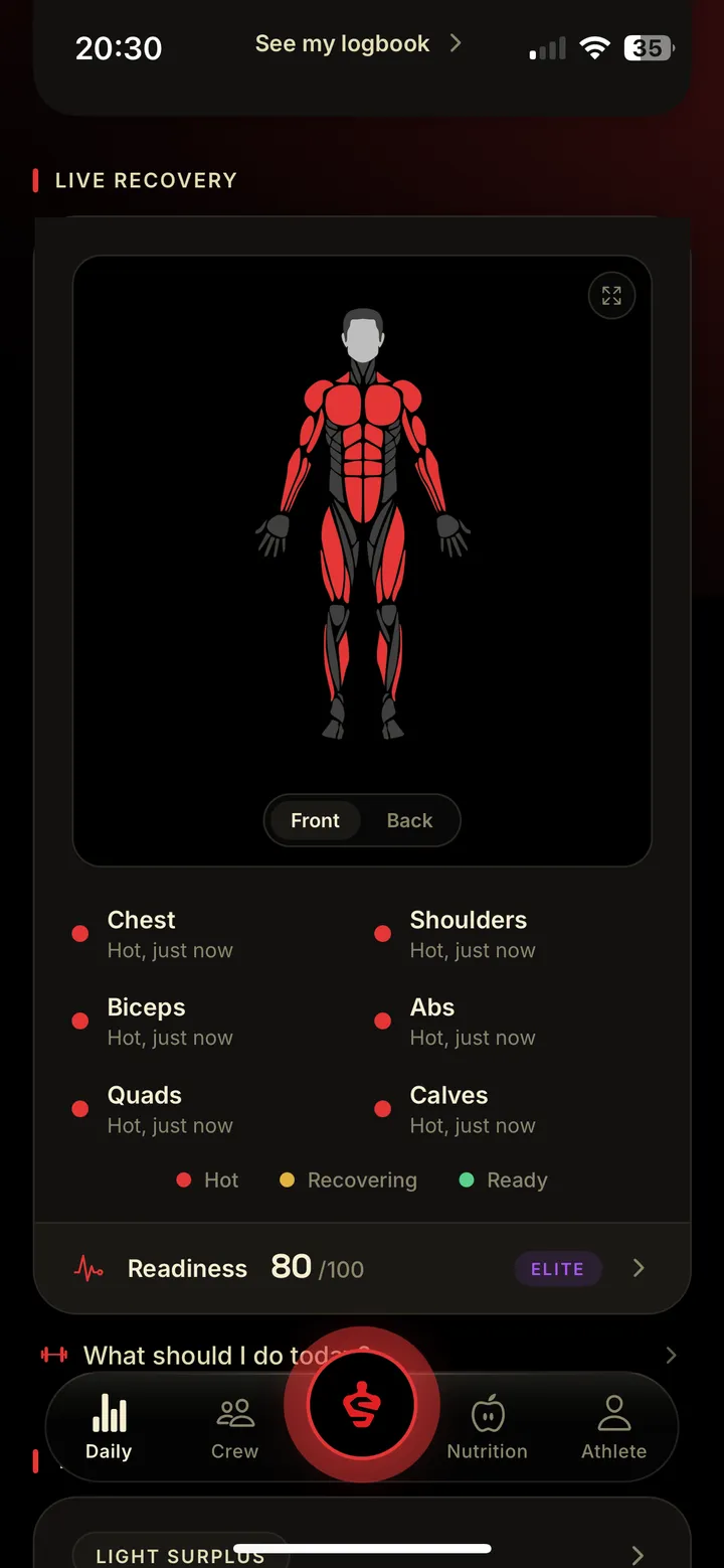 Stance live recovery muscle map